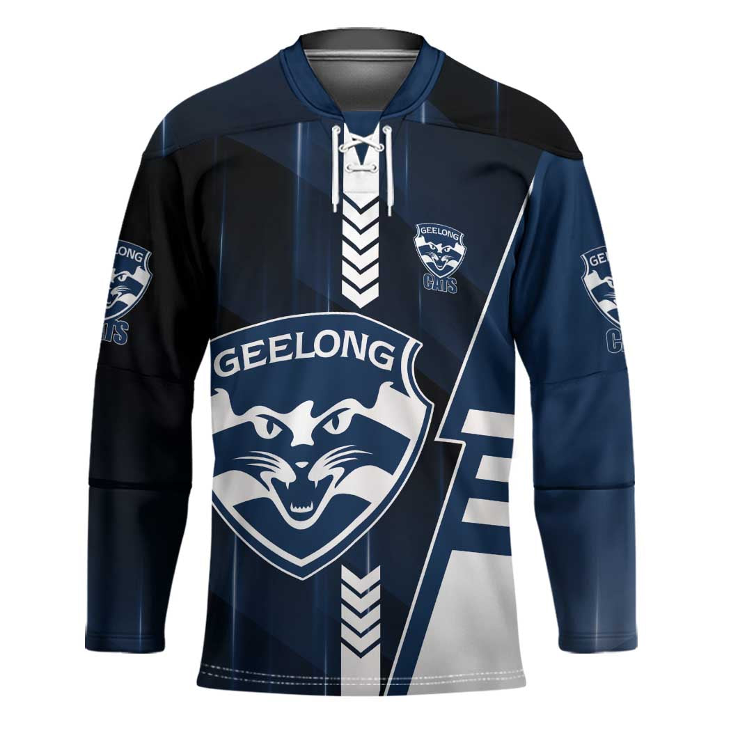 Personalized Geelong Cats Hockey Jersey Modern Geometric Sports Graphic Style