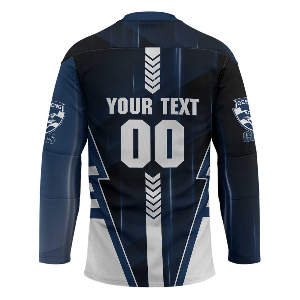 Personalized Geelong Cats Hockey Jersey Modern Geometric Sports Graphic Style