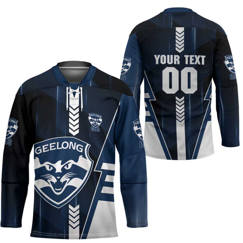 Personalized Geelong Cats Hockey Jersey Modern Geometric Sports Graphic Style