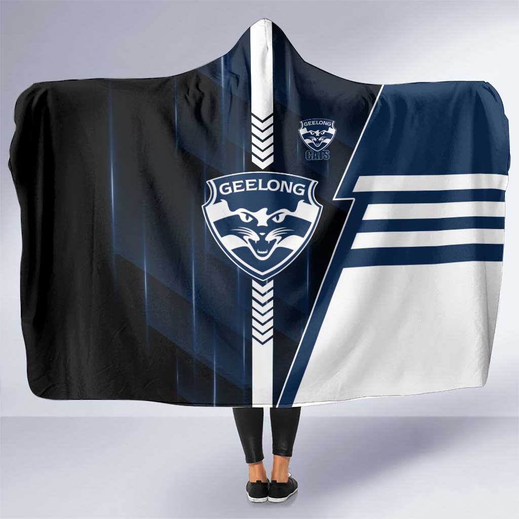 Geelong Cats Hooded Blanket Modern Geometric Sports Graphic Style