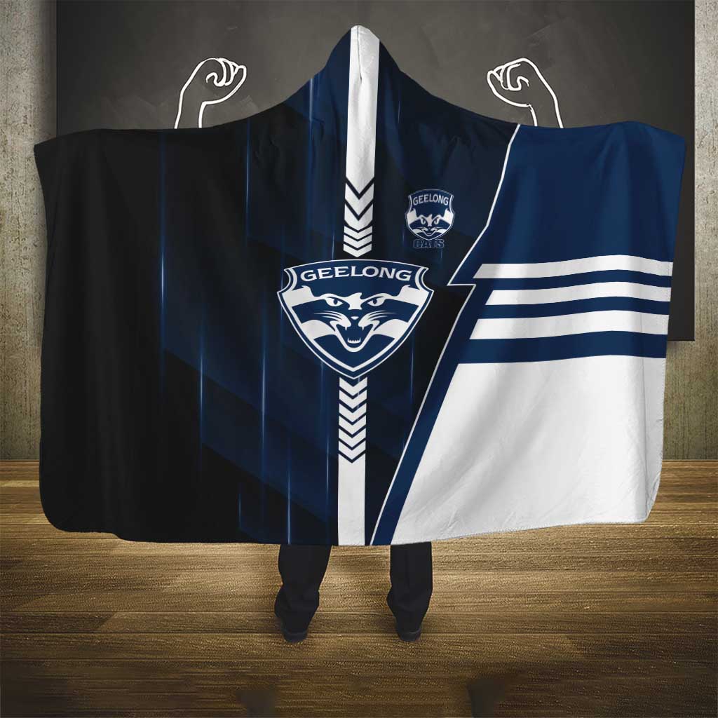 Geelong Cats Hooded Blanket Modern Geometric Sports Graphic Style