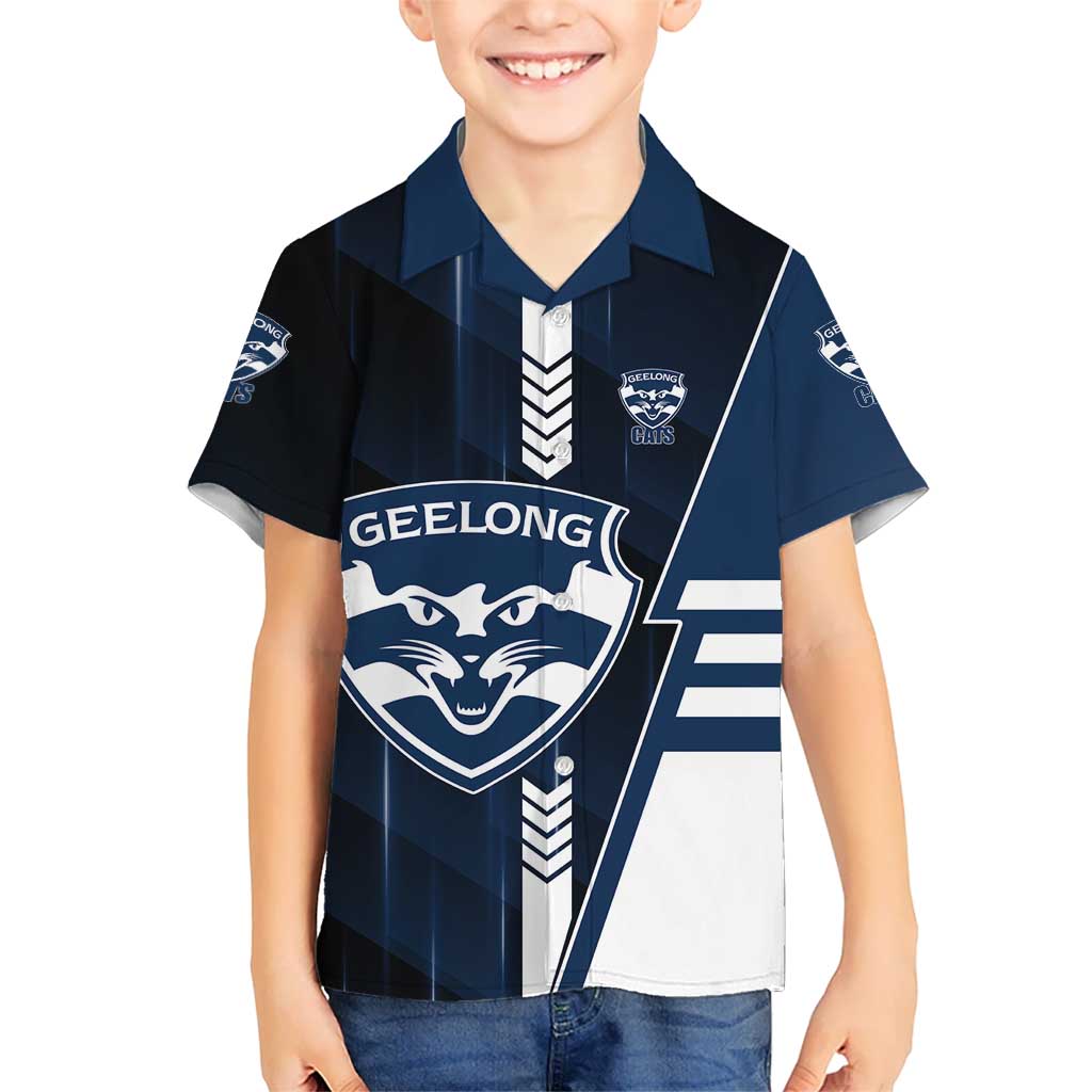 Personalized Geelong Cats Kid Hawaiian Shirt Modern Geometric Sports Graphic Style