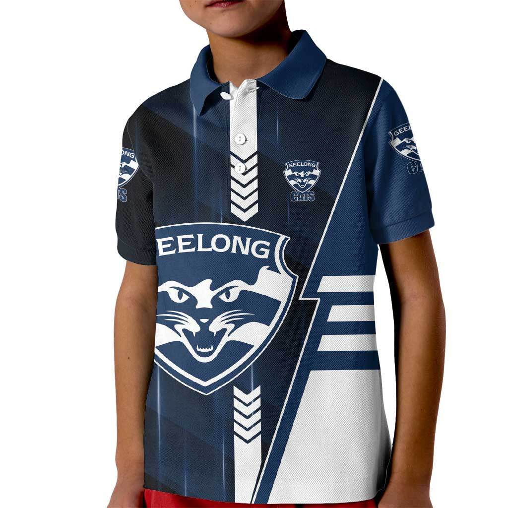 Personalized Geelong Cats Kid Polo Shirt Modern Geometric Sports Graphic Style