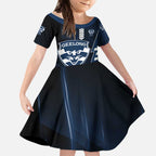 Personalized Geelong Cats Kid Short Sleeve Dress Modern Geometric Sports Graphic Style
