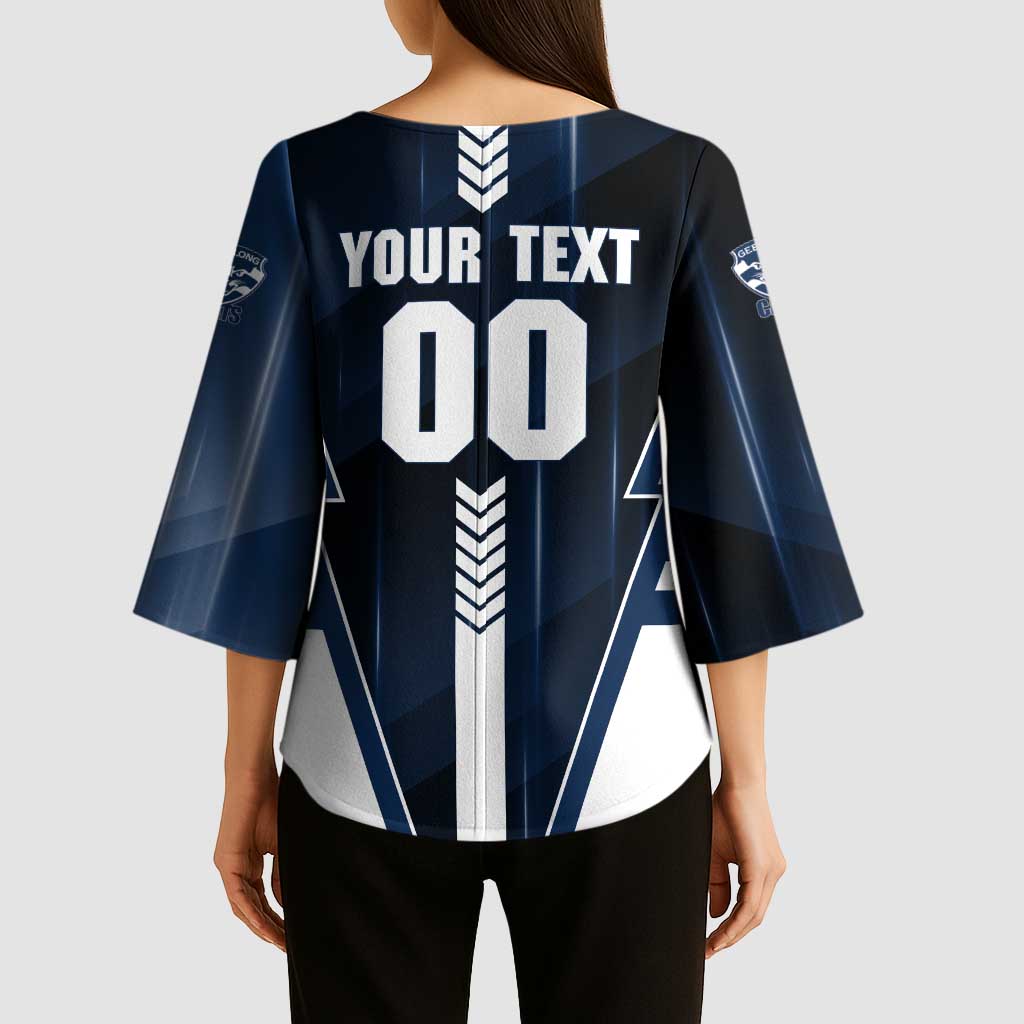 Personalized Geelong Cats Kimono Sleeve Blouse Modern Geometric Sports Graphic Style