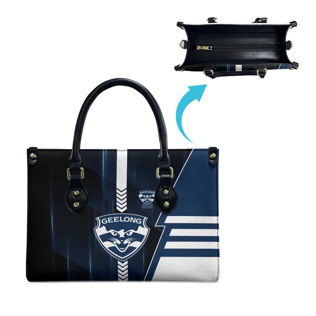 Geelong Cats Leather Bag Modern Geometric Sports Graphic Style