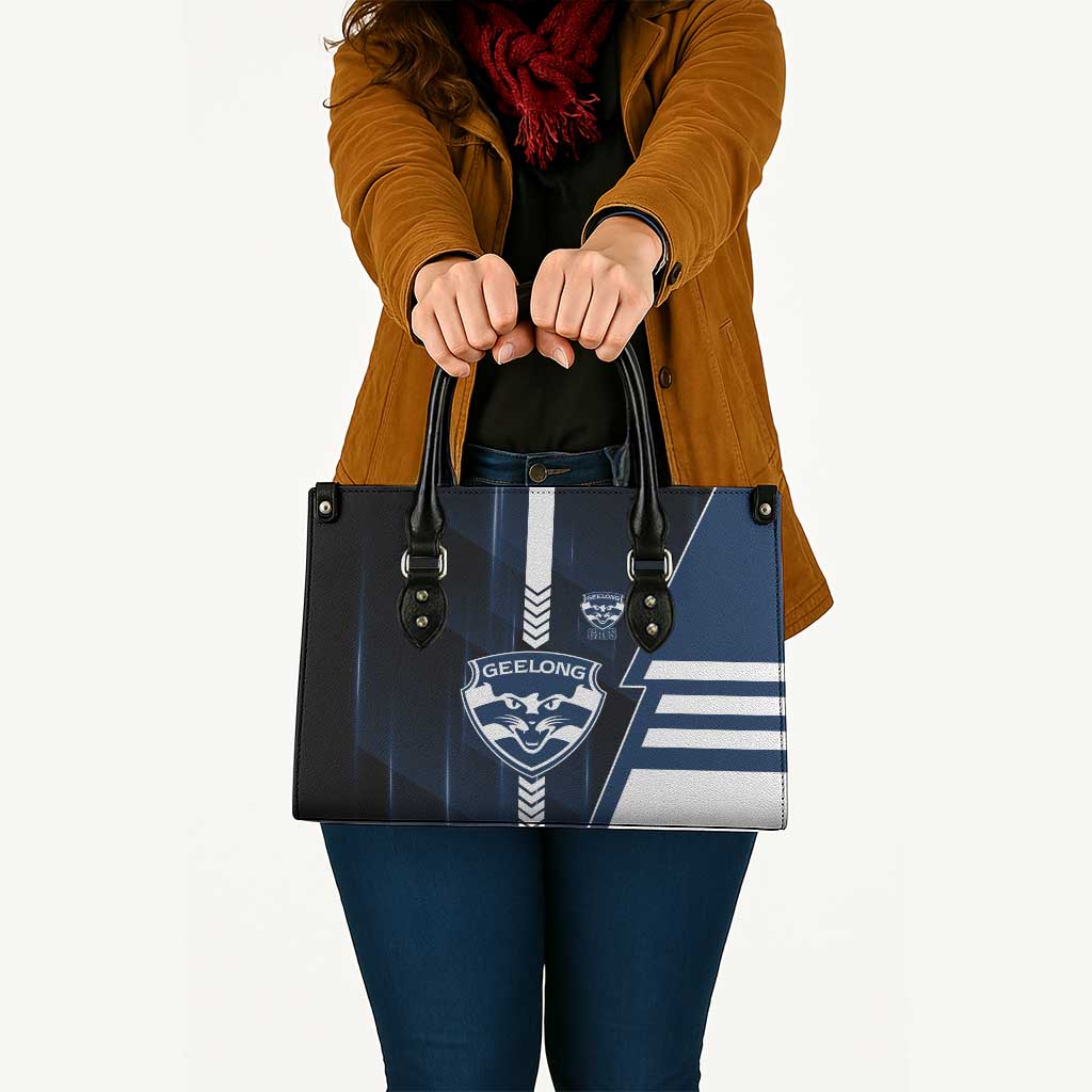 Geelong Cats Leather Bag Modern Geometric Sports Graphic Style