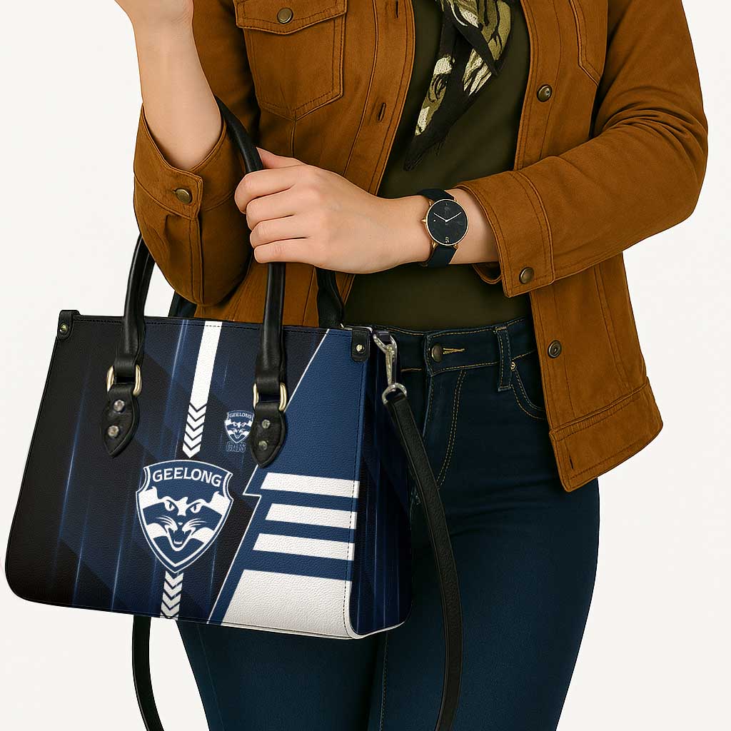 Geelong Cats Leather Bag Modern Geometric Sports Graphic Style