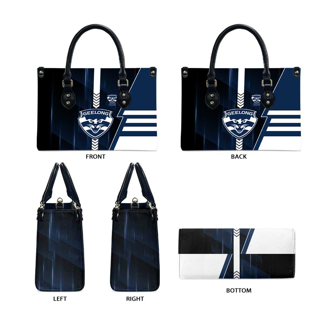 Geelong Cats Leather Bag Modern Geometric Sports Graphic Style
