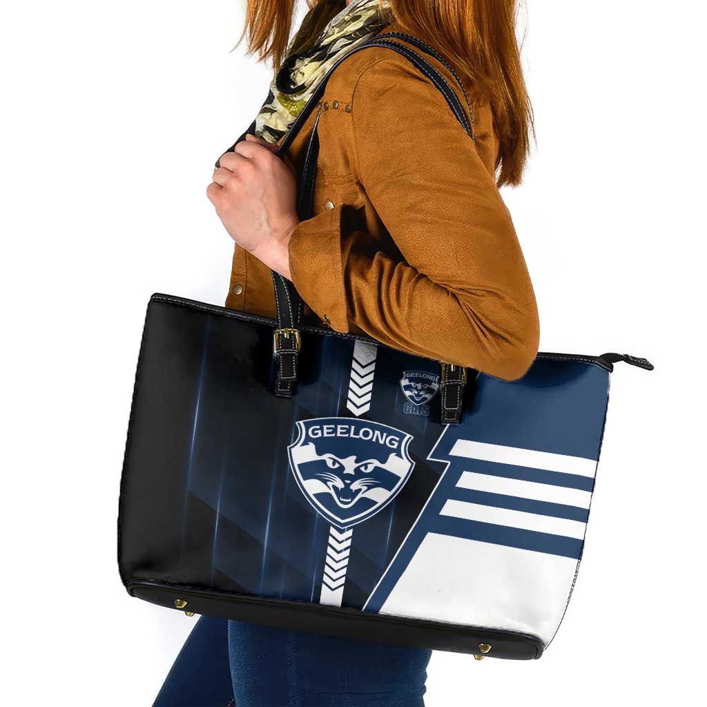 Geelong Cats Leather Tote Bag Modern Geometric Sports Graphic Style