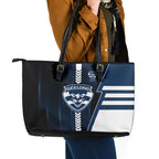 Geelong Cats Leather Tote Bag Modern Geometric Sports Graphic Style