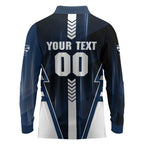 Personalized Geelong Cats Long Sleeve Polo Shirt Modern Geometric Sports Graphic Style