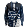 Personalized Geelong Cats Long Sleeve Shirt Modern Geometric Sports Graphic Style