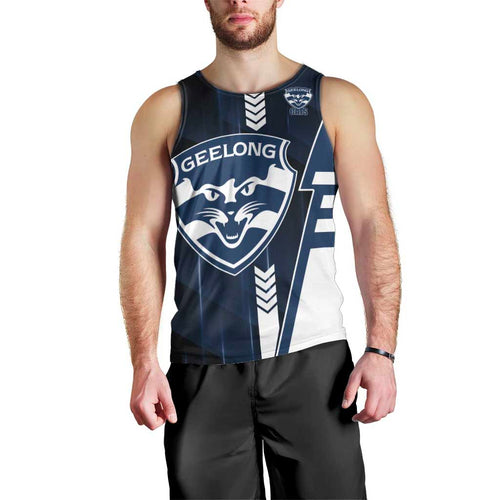 Personalized Geelong Cats Men Tank Top Modern Geometric Sports Graphic Style
