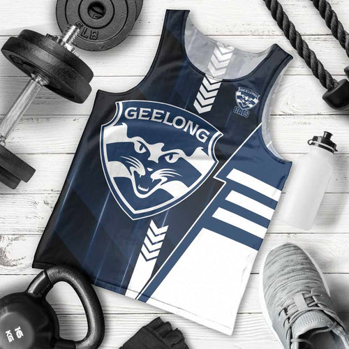 Personalized Geelong Cats Men Tank Top Modern Geometric Sports Graphic Style