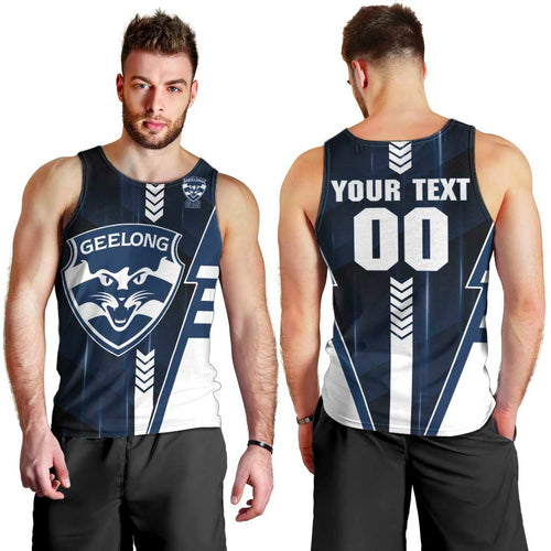 Personalized Geelong Cats Men Tank Top Modern Geometric Sports Graphic Style