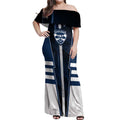 Personalized Geelong Cats Off Shoulder Maxi Dress Modern Geometric Sports Graphic Style