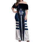 Personalized Geelong Cats Off Shoulder Maxi Dress Modern Geometric Sports Graphic Style