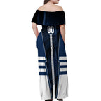 Personalized Geelong Cats Off Shoulder Maxi Dress Modern Geometric Sports Graphic Style