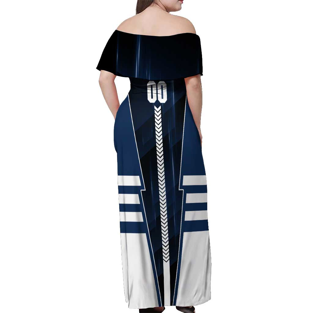 Personalized Geelong Cats Off Shoulder Maxi Dress Modern Geometric Sports Graphic Style
