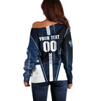 Personalized Geelong Cats Off Shoulder Sweater Modern Geometric Sports Graphic Style