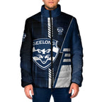 Personalized Geelong Cats Padded Jacket Modern Geometric Sports Graphic Style