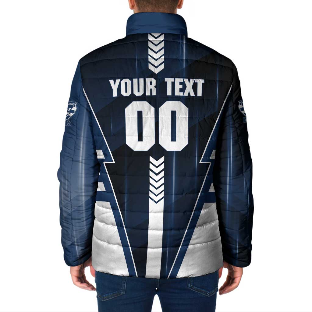 Personalized Geelong Cats Padded Jacket Modern Geometric Sports Graphic Style