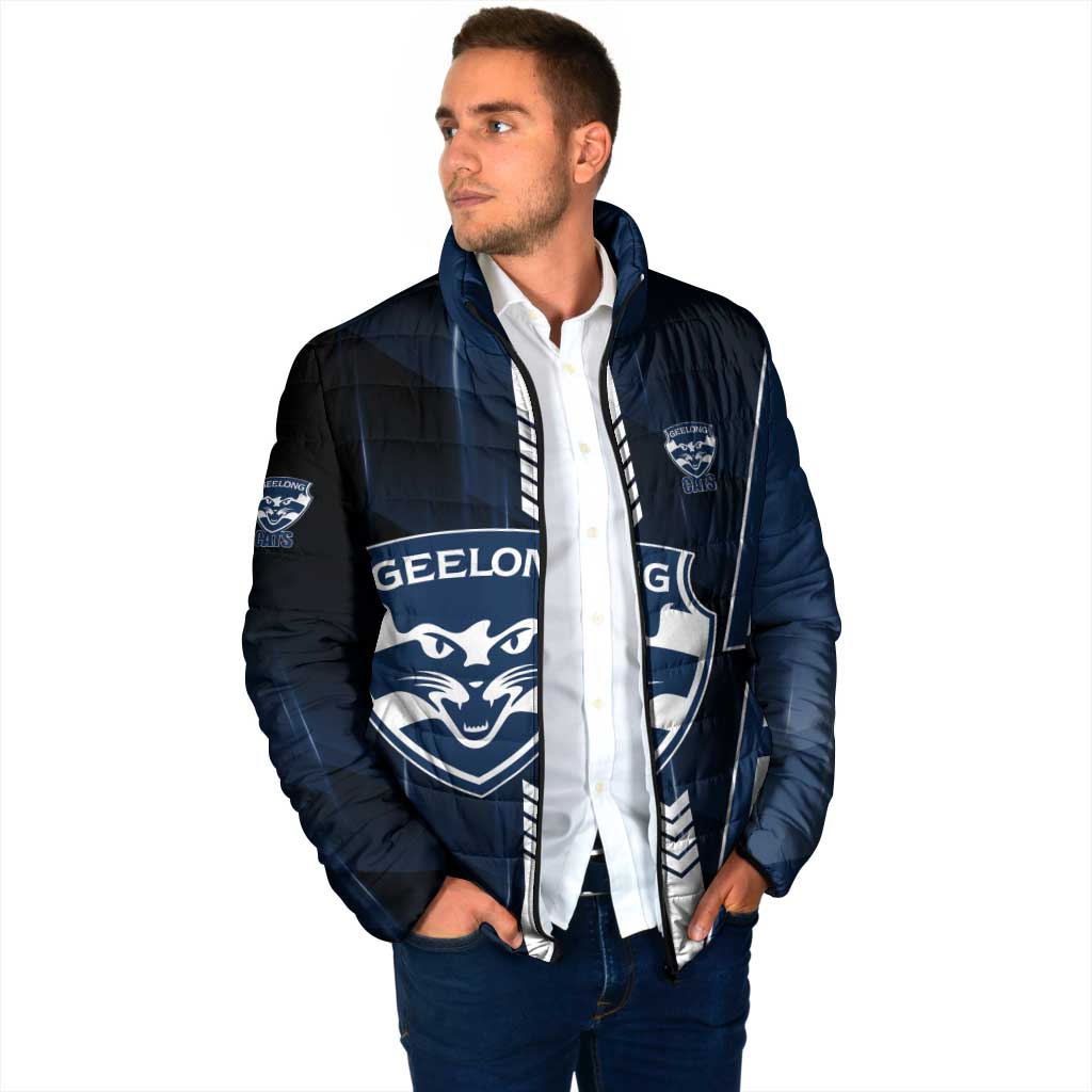 Personalized Geelong Cats Padded Jacket Modern Geometric Sports Graphic Style