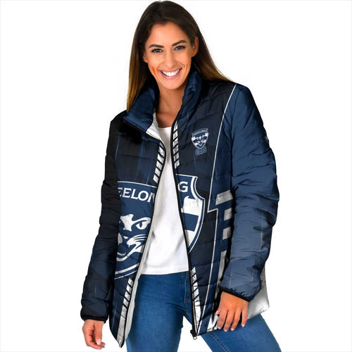 Personalized Geelong Cats Padded Jacket Modern Geometric Sports Graphic Style