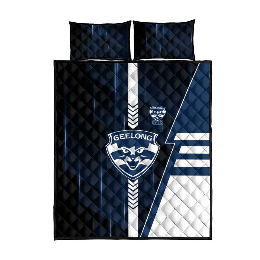 Geelong Cats Quilt Bed Set Modern Geometric Sports Graphic Style