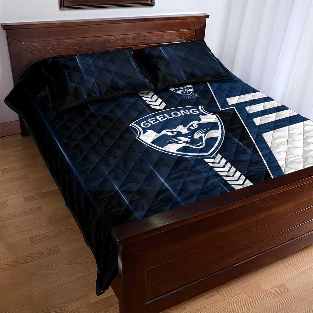 Geelong Cats Quilt Bed Set Modern Geometric Sports Graphic Style
