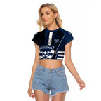 Personalized Geelong Cats Raglan Cropped T Shirt Modern Geometric Sports Graphic Style