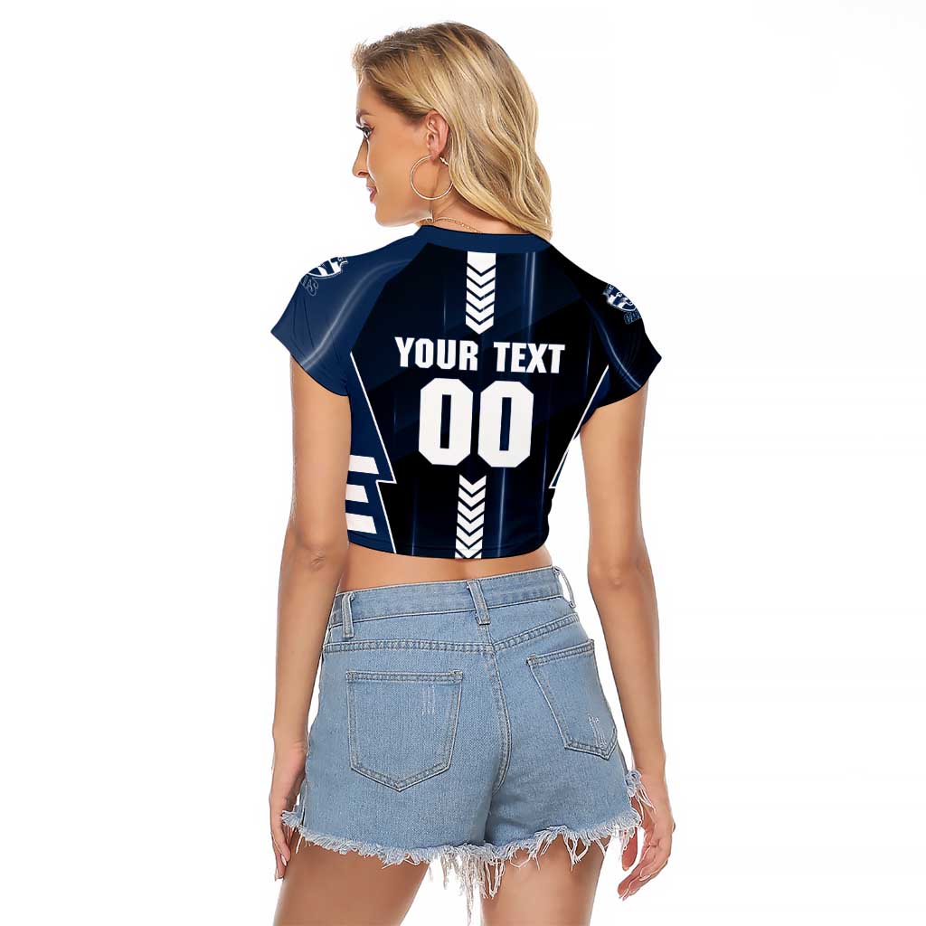 Personalized Geelong Cats Raglan Cropped T Shirt Modern Geometric Sports Graphic Style
