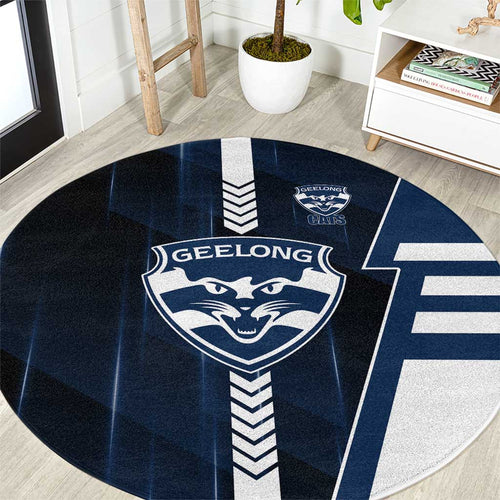 Geelong Cats Round Carpet Modern Geometric Sports Graphic Style