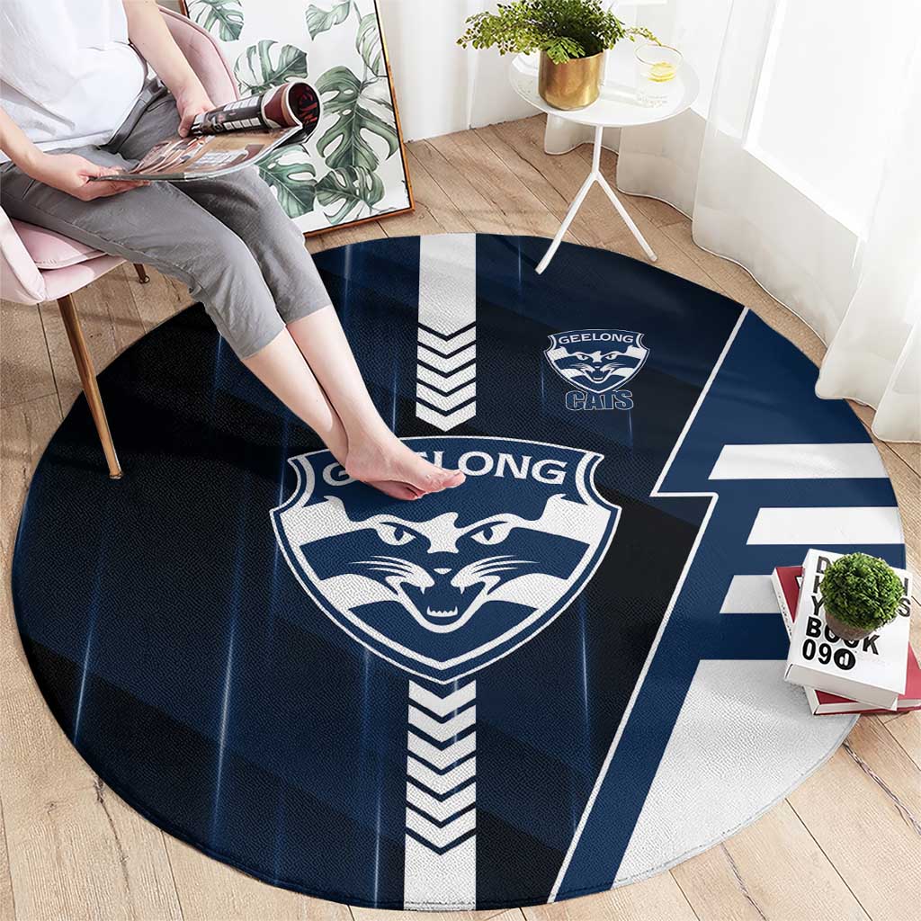 Geelong Cats Round Carpet Modern Geometric Sports Graphic Style
