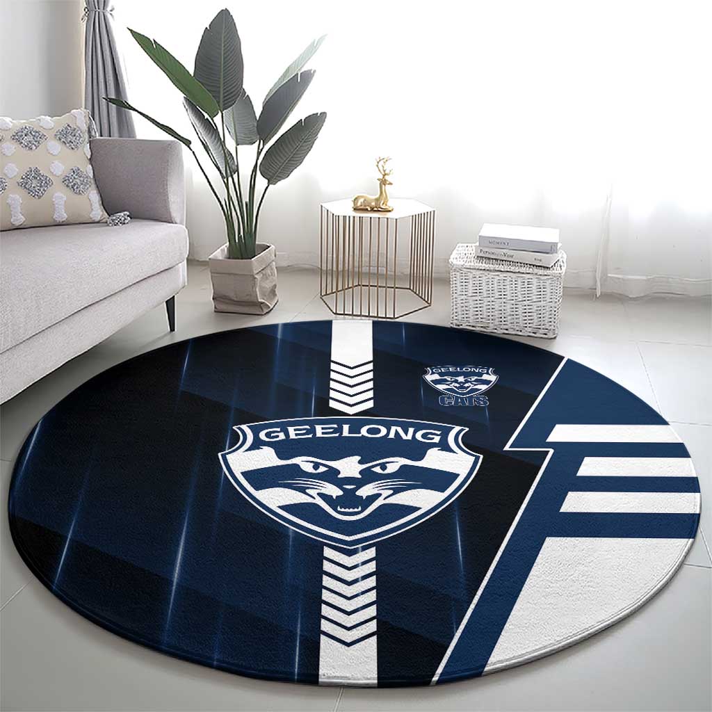 Geelong Cats Round Carpet Modern Geometric Sports Graphic Style