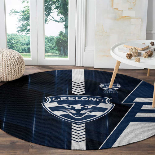 Geelong Cats Round Carpet Modern Geometric Sports Graphic Style