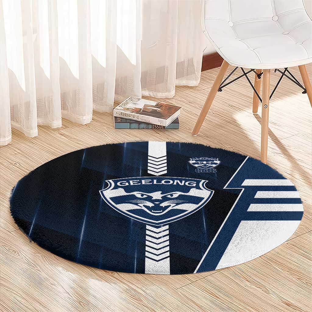 Geelong Cats Round Carpet Modern Geometric Sports Graphic Style