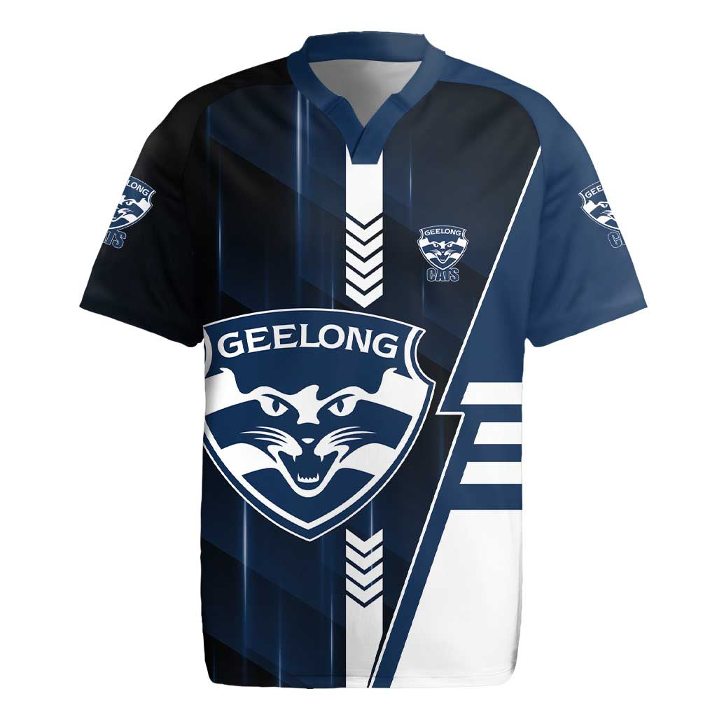 Personalized Geelong Cats Rugby Jersey Modern Geometric Sports Graphic Style