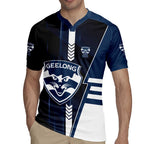 Personalized Geelong Cats Rugby Jersey Modern Geometric Sports Graphic Style