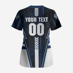 Personalized Geelong Cats Scrub Top Modern Geometric Sports Graphic Style