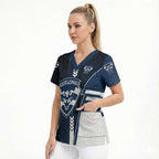 Personalized Geelong Cats Scrub Top Modern Geometric Sports Graphic Style