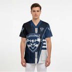 Personalized Geelong Cats Scrub Top Modern Geometric Sports Graphic Style