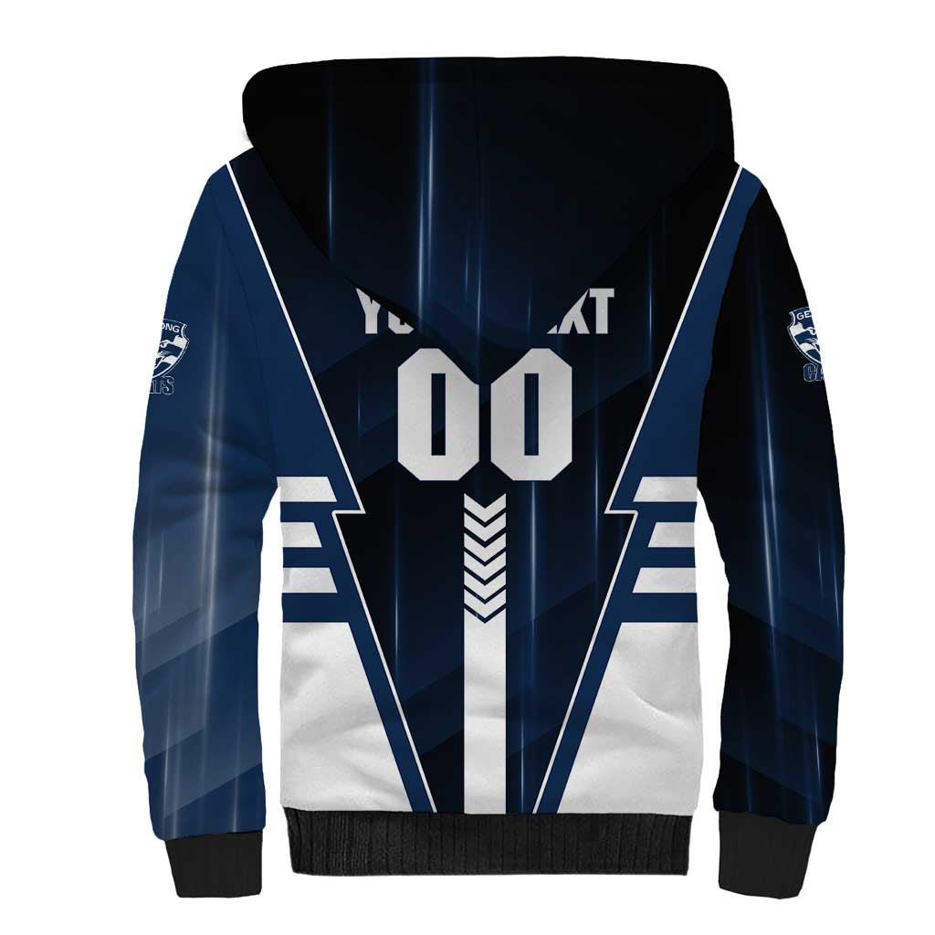 Personalized Geelong Cats Sherpa Hoodie Modern Geometric Sports Graphic Style