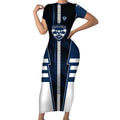 Personalized Geelong Cats Short Sleeve Bodycon Dress Modern Geometric Sports Graphic Style