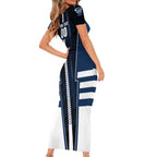 Personalized Geelong Cats Short Sleeve Bodycon Dress Modern Geometric Sports Graphic Style