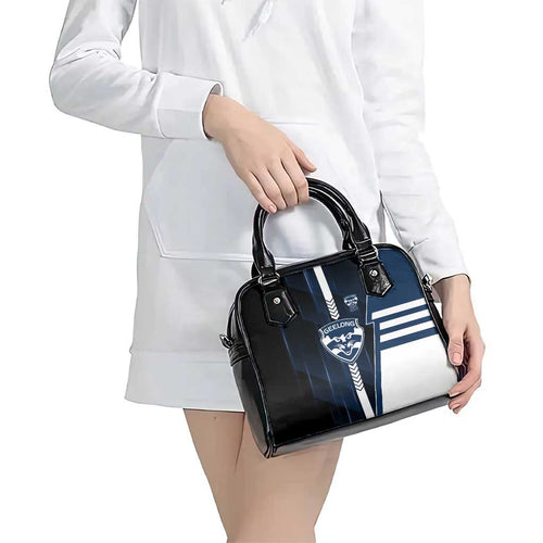 Geelong Cats Shoulder Handbag Modern Geometric Sports Graphic Style