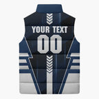 Personalized Geelong Cats Sleeveless Puffer Jacket Modern Geometric Sports Graphic Style