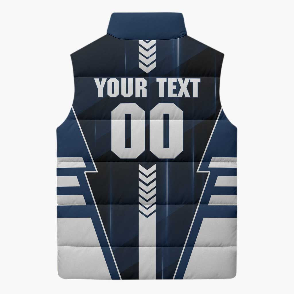 Personalized Geelong Cats Sleeveless Puffer Jacket Modern Geometric Sports Graphic Style