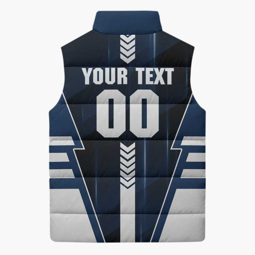 Personalized Geelong Cats Sleeveless Puffer Jacket Modern Geometric Sports Graphic Style